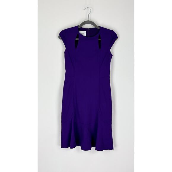 Akris Punto Jersey Cut Out Sheath Dress Womens Size 4 Purple Short Sleeve - Picture 9 of 11